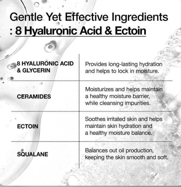 غسول ANUA 8 Hyaluronic Acid + Squalane Moisturizing Gentle Gel Cleanser جل للبشره المختلطه